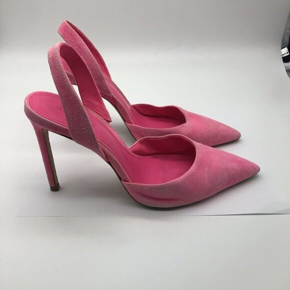 SCHUTZ Hot Pink Suede Slingbacks Size 8.5M Pointed Toe Stiletto - Picture 10 of 10